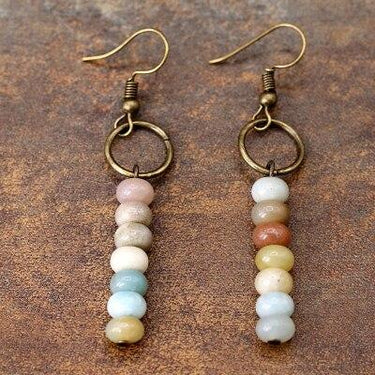 Jasper stone Ethnic circle Earrings-Your Soul Place